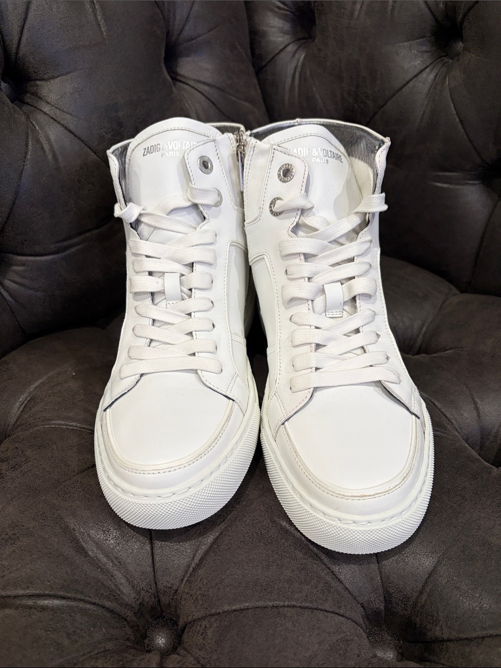 Zadig & Voltaire White High-Top Leather Sneakers
